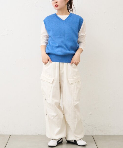 CIAOPANIC TYPY（チャオパニックティピー）の「【WEB限定】【UNISEX】サマーニットベスト（ベスト・レディース・ブルー/グレー/イエロー/ネイビー・LARGE/MEDIUM）」の10枚目の写真