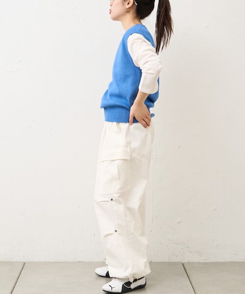 CIAOPANIC TYPY（チャオパニックティピー）の「【WEB限定】【UNISEX】サマーニットベスト（ベスト・レディース・ブルー/グレー/イエロー/ネイビー・LARGE/MEDIUM）」の11枚目の写真