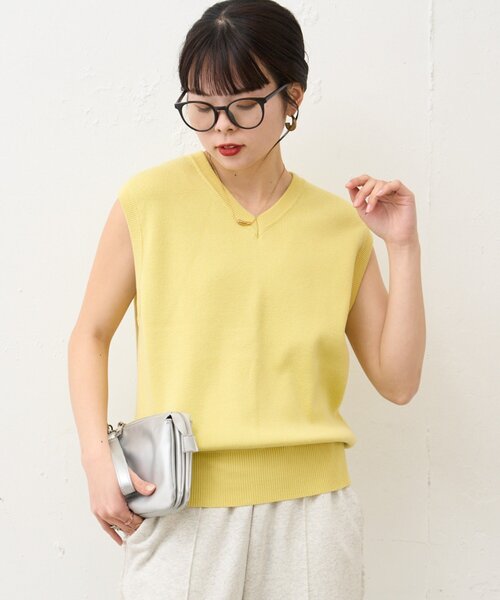 CIAOPANIC TYPY（チャオパニックティピー）の「【WEB限定】【UNISEX】サマーニットベスト（ベスト・レディース・ブルー/グレー/イエロー/ネイビー・LARGE/MEDIUM）」の14枚目の写真