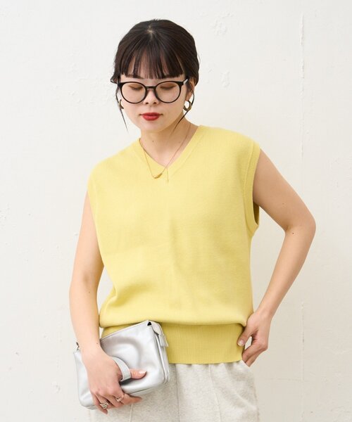 CIAOPANIC TYPY（チャオパニックティピー）の「【WEB限定】【UNISEX】サマーニットベスト（ベスト・レディース・ブルー/グレー/イエロー/ネイビー・LARGE/MEDIUM）」の15枚目の写真