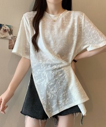ボタニカルパターン シアーTシャツ