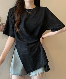 ボタニカルパターン シアーTシャツ