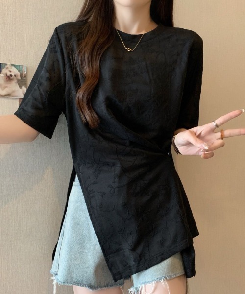 gossip!ロサンゼルス(ゴシップロサンゼルス)の「ボタニカルパターン シアーTシャツ(Tシャツ/カットソー・レディース・オフホワイト/ブラック・M)」の19枚目の写真