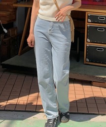 Teem Store（チームストア）の「ウエスト調整ボタンストレートデニムパンツ（デニムパンツ）」