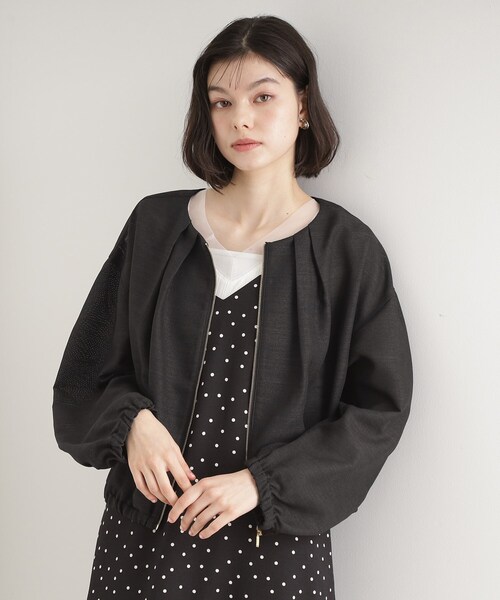 THE SHOP TK （ザ ショップ ティーケー ）の「パナマメッシュブルゾン【洗える】（ブルゾン・レディース・アイボリー/ブラック・13/12）」の2枚目の写真