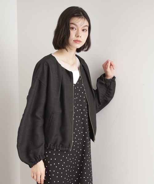 THE SHOP TK （ザ ショップ ティーケー ）の「パナマメッシュブルゾン【洗える】（ブルゾン・レディース・アイボリー/ブラック・13/12）」の3枚目の写真