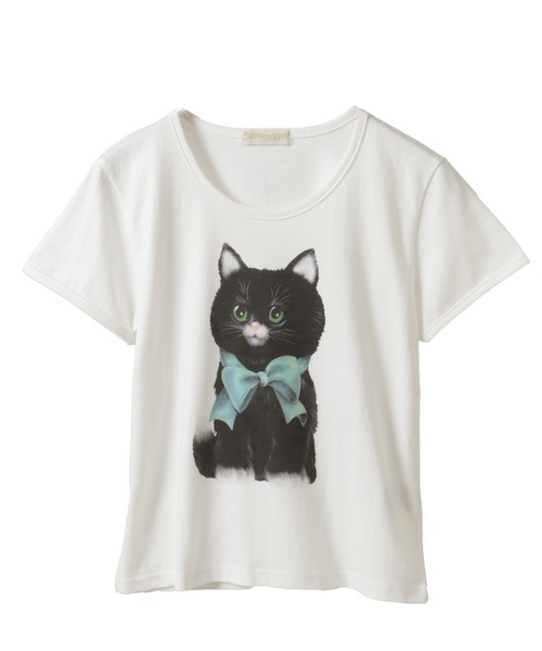 Candy Stripper（キャンディストリッパー）の「BLACK CAT BABYS Tシャツ（Tシャツ/カットソー・レディース・ブラック/ピンク/オフホワイト・FREE）」の2枚目の写真