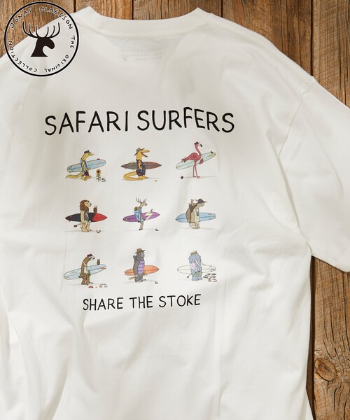 Jonas Claesson（ジョナスクレアッソン）の「JONAS CLAESSON/ジョナス クレアッソン Safari Surfers Short Sleeve Tee/サファリサーファーズ バックプリントTシャツ（Tシャツ/カットソー・メンズ・ブラック/ホワイト/ライトグレー/イエロー・LARGE/MEDIUM）」の2枚目の写真