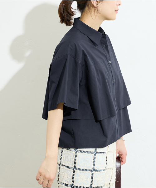 JOURNAL STANDARD(ジャーナルスタンダード)の「レイヤードライクハーフスリーブシャツ(シャツ/ブラウス・レディース・ホワイト/サックスブルー/ネイビー・FREE)」の3枚目の写真