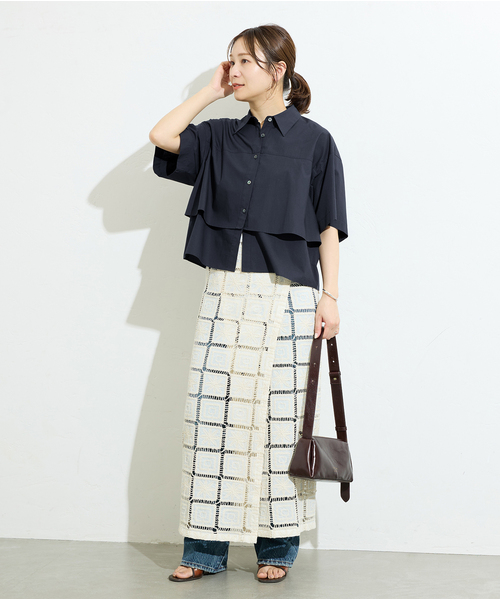 JOURNAL STANDARD(ジャーナルスタンダード)の「レイヤードライクハーフスリーブシャツ(シャツ/ブラウス・レディース・ホワイト/サックスブルー/ネイビー・FREE)」の4枚目の写真