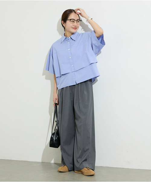 JOURNAL STANDARD(ジャーナルスタンダード)の「レイヤードライクハーフスリーブシャツ(シャツ/ブラウス・レディース・ホワイト/サックスブルー/ネイビー・FREE)」の6枚目の写真