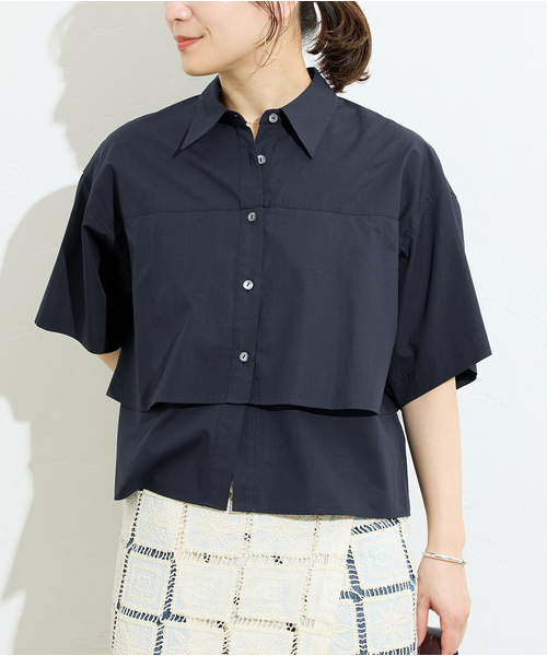 JOURNAL STANDARD(ジャーナルスタンダード)の「レイヤードライクハーフスリーブシャツ(シャツ/ブラウス・レディース・ホワイト/サックスブルー/ネイビー・FREE)」の9枚目の写真