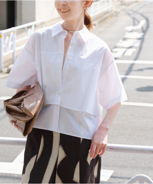 JOURNAL STANDARD(ジャーナルスタンダード)の「レイヤードライクハーフスリーブシャツ(シャツ/ブラウス・レディース・ホワイト/サックスブルー/ネイビー・FREE)」の14枚目の写真