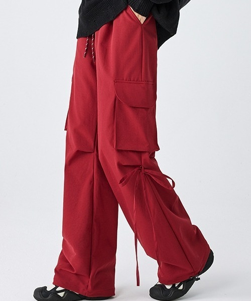 gossip!ロサンゼルス(ゴシップロサンゼルス)の「Y2Kハイウエストストレートパンツ カジュアル&シンプル(カーゴパンツ・レディース・ブラック/ネイビー/レッド・FREE)」の3枚目の写真