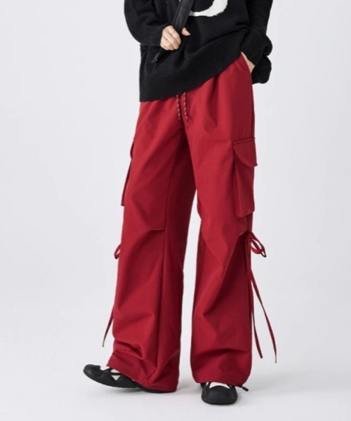 gossip!ロサンゼルス(ゴシップロサンゼルス)の「Y2Kハイウエストストレートパンツ カジュアル&シンプル(カーゴパンツ・レディース・ブラック/ネイビー/レッド・FREE)」の9枚目の写真