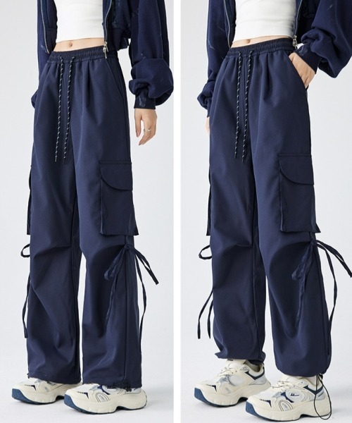 gossip!ロサンゼルス(ゴシップロサンゼルス)の「Y2Kハイウエストストレートパンツ カジュアル&シンプル(カーゴパンツ・レディース・ブラック/ネイビー/レッド・FREE)」の16枚目の写真