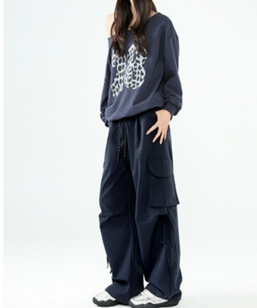 gossip!ロサンゼルス(ゴシップロサンゼルス)の「Y2Kハイウエストストレートパンツ カジュアル&シンプル(カーゴパンツ・レディース・ブラック/ネイビー/レッド・FREE)」の19枚目の写真