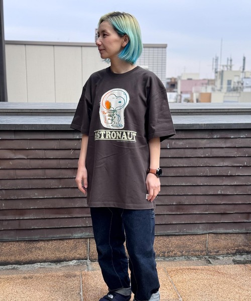 SNOOPY×OLD BETTY'S（スヌーピーカケルオールドベティーズ）の「スヌーピー【SNOOPY】organic cotton T-shirts(ASTRONAUT)（Tシャツ/カットソー・レディース・ダークネイビー/ブラック/オフホワイト・M/L/XL）」の11枚目の写真