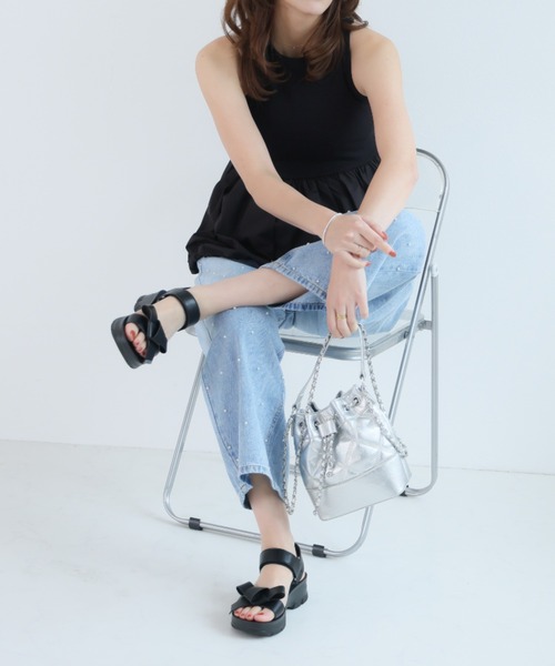 VIVIAN(ヴィヴィアン)の「やわらかソールリボンスポーツサンダル(サンダル・レディース・ベージュ/シルバー/ブラック・LL/L/M/S)」の9枚目の写真