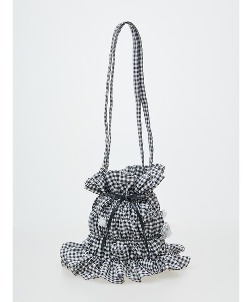 PINK HOUSE(ピンクハウス)の「gingham check shibori flower bag(ショルダーバッグ・レディース・ピンク/ブラック/ライトブルー・フリー)」の2枚目の写真