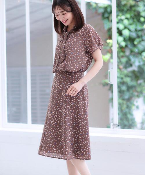 【夏SALE／接触冷感／マシンウォッシュ可／セットアップ可】ボウタイプリントブラウス セール】【夏SALE／接触冷感／マシンウォッシュ可／セットアップ