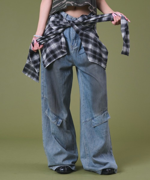 dispark（ディスパーク）の「DISPARK/フェイクシャツスリーブデニム（デニムパンツ・レディース・ブルー/ブラック/ブルー系その他2/ブラック系その他2・SMALL/MEDIUM）」の4枚目の写真