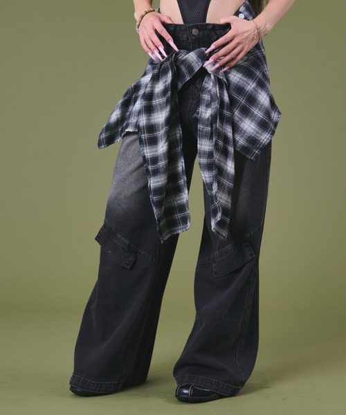 dispark（ディスパーク）の「DISPARK/フェイクシャツスリーブデニム（デニムパンツ・レディース・ブルー/ブラック/ブルー系その他2/ブラック系その他2・SMALL/MEDIUM）」の9枚目の写真