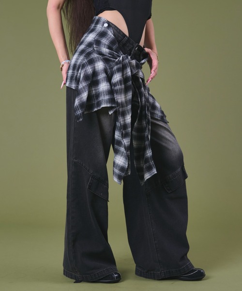 dispark（ディスパーク）の「DISPARK/フェイクシャツスリーブデニム（デニムパンツ・レディース・ブルー/ブラック/ブルー系その他2/ブラック系その他2・SMALL/MEDIUM）」の11枚目の写真