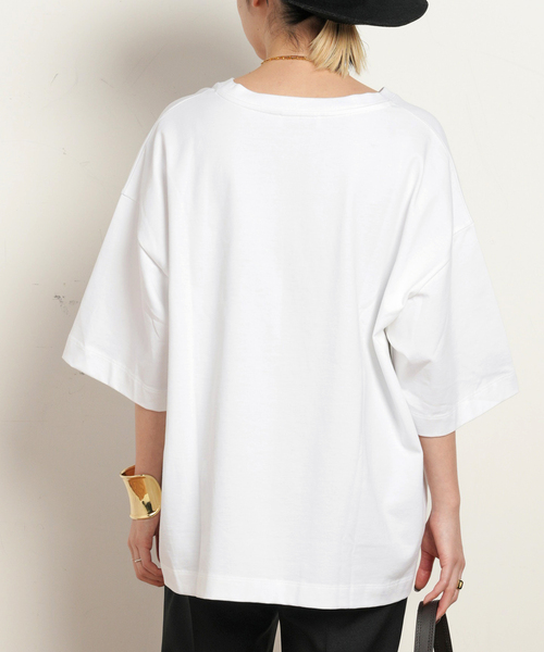 AP STUDIO(エーピーストゥディオ)の「【TEURN STUDIOS/ターンスタジオ】Oversized cotton t-shirt(Tシャツ/カットソー・レディース・ブラック/ホワイト・FREE)」の4枚目の写真