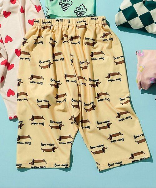 BREEZE(ブリーズ)の「【着心地さらっと】総柄サマーパンツ7分丈_サマーエール(その他パンツ・キッズ・ブルー/クリーム/オフホワイト/ブラック/エメラルド/グリーン/ピンク/ベージュ/ライトインディゴブルー/ミント/ネイビー・100/80/90/110/120/130)」の4枚目の写真