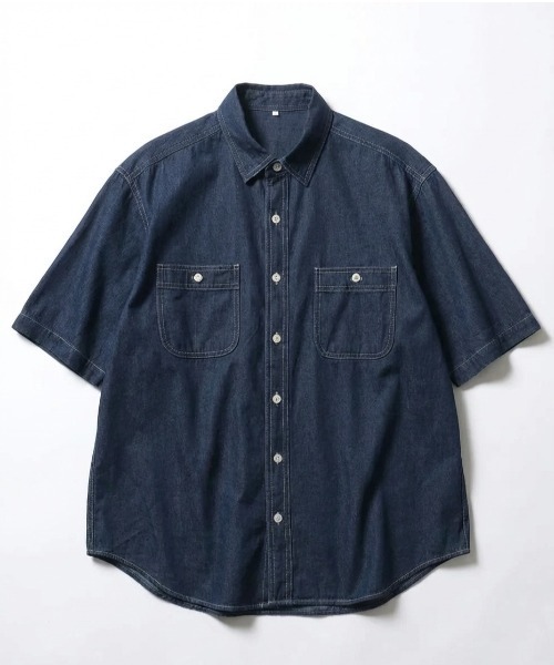 MARUKAWA(マルカワ)の「2026SS DENIM WORK SHIRTS デニム S/S ワークシャツ レディース メンズ(シャツ/ブラウス・メンズ・ネイビー/サックスブルー・LL/M/L)」の1枚目の写真