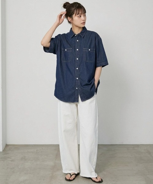 MARUKAWA(マルカワ)の「2026SS DENIM WORK SHIRTS デニム S/S ワークシャツ レディース メンズ(シャツ/ブラウス・メンズ・ネイビー/サックスブルー・LL/M/L)」の20枚目の写真
