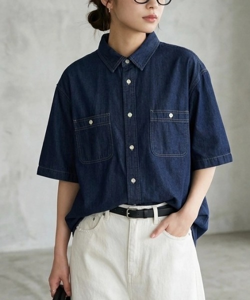 MARUKAWA(マルカワ)の「2026SS DENIM WORK SHIRTS デニム S/S ワークシャツ レディース メンズ(シャツ/ブラウス・メンズ・ネイビー/サックスブルー・LL/M/L)」の19枚目の写真