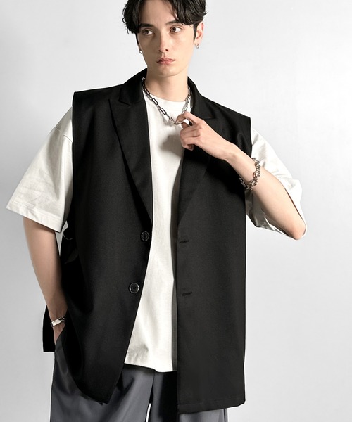 Classical Origin(クラシカルオリジン)の「【Classical Origin】「日常をアップデート。」ピークドラペル仕様エレガントセミロングベスト/Peak Lapel Elegant Semi-Long Vest(ベスト・メンズ・ブラック/チャコールグレー・SMALL/LARGE/MEDIUM)」の7枚目の写真