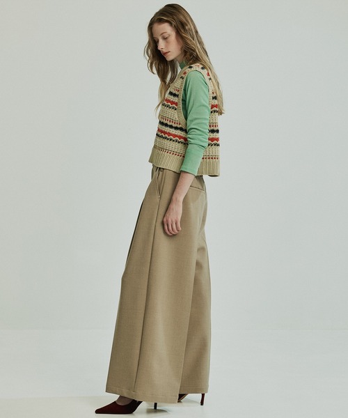 PUBLIC TOKYO(パブリックトウキョウ)の「ボーダーメッシュニットベスト(ベスト・レディース・ベージュ/ブラウン/アイボリー・FREE)」の17枚目の写真