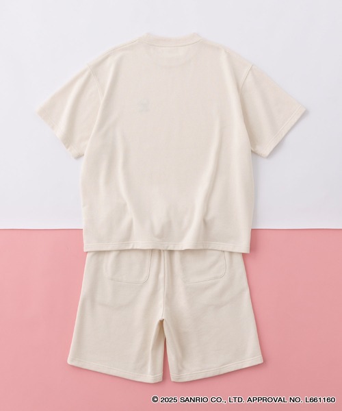 sanrio（サンリオ）の「【Sanrio】サンリオ 別注セットアップ キティ/マイメロ/クロミ ワンポイント刺繍 半袖プルオーバースウェット＆ショートパンツ（ルームウェア/パジャマ・レディース・オートミール/スミクロ/ピンク/オフホワイト・L/M）」の7枚目の写真