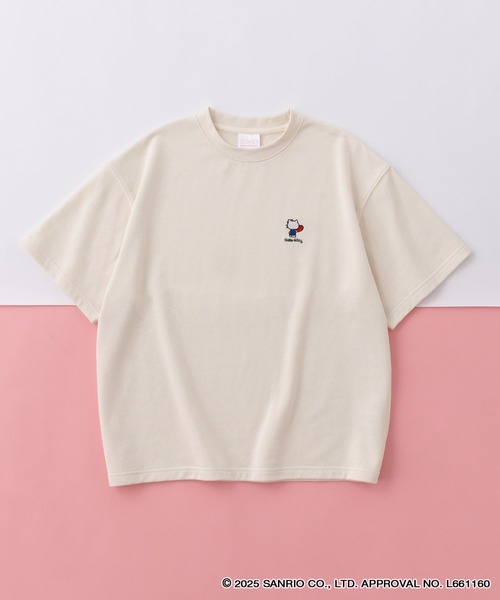 sanrio（サンリオ）の「【Sanrio】サンリオ 別注セットアップ キティ/マイメロ/クロミ ワンポイント刺繍 半袖プルオーバースウェット＆ショートパンツ（ルームウェア/パジャマ・レディース・オートミール/スミクロ/ピンク/オフホワイト・L/M）」の8枚目の写真