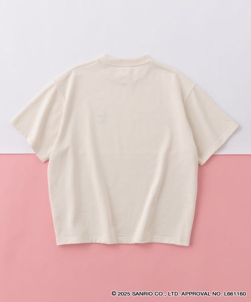 sanrio（サンリオ）の「【Sanrio】サンリオ 別注セットアップ キティ/マイメロ/クロミ ワンポイント刺繍 半袖プルオーバースウェット＆ショートパンツ（ルームウェア/パジャマ・レディース・オートミール/スミクロ/ピンク/オフホワイト・L/M）」の9枚目の写真