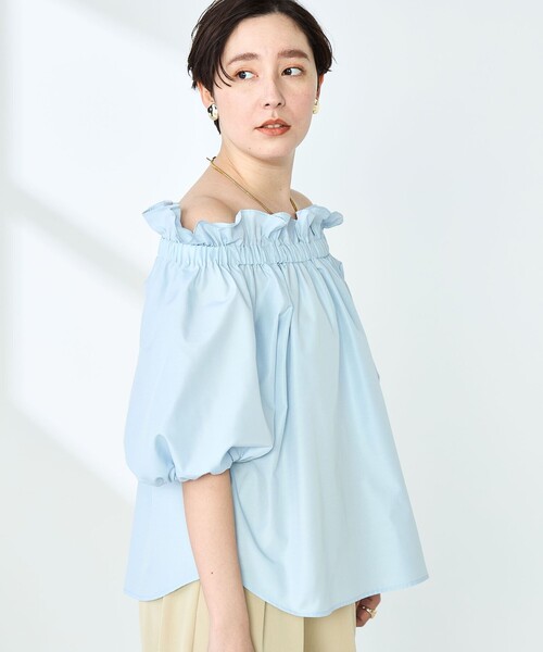 NOLLEY’S Sophi（ノーリーズソフィ）の「タフタオフショル2WAYブラウス（シャツ/ブラウス・レディース・ブラック/サックスブルー/グレイッシュベージュ・38）」の9枚目の写真