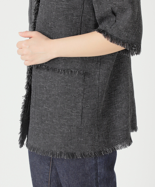 JOURNAL STANDARD 春夏ジャケット 新品未使用 SP》TWEEDショートスリーブジャケット（ノーカラージャケット