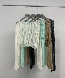 エアリーニットショートプルオーバー（軽透かし編み／レイヤードに最適）/ Airy Knit Short Pullover
