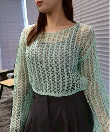 SOLA（ソラ）の「エアリーニットショートプルオーバー（軽透かし編み／レイヤードに最適）/ Airy Knit Short Pullover（ニット/セーター）」