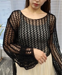 エアリーニットショートプルオーバー(軽透かし編み/レイヤードに最適)/ Airy Knit Short Pullover