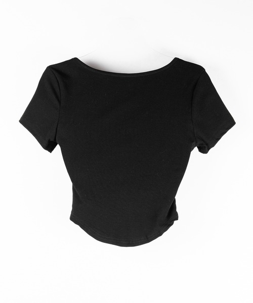 me+em select(ミームセレクト)の「※※【 2color 】ダブルジップコルセットスクエアネックTシャツ / double zip corset square neck T-Shirt(Tシャツ/カットソー・レディース・ホワイト/ブラック・FREE)」の4枚目の写真