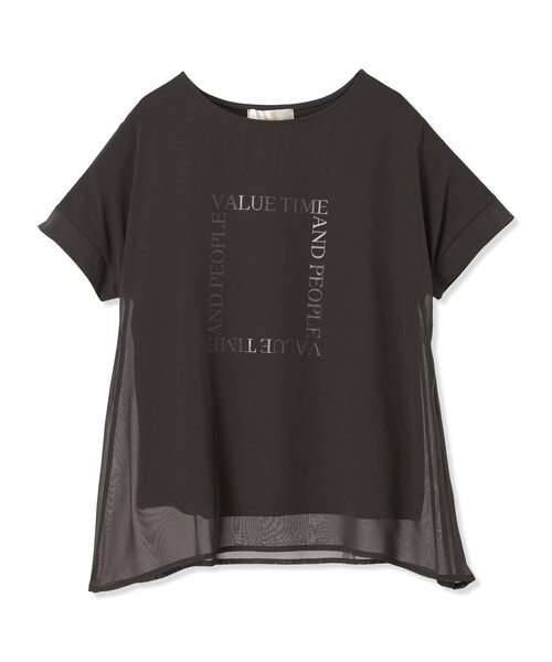 A/C DESIGN BY ALPHA CUBIC(エーシーデザインバイアルファキュービック)の「【接触冷感・UVカット】シアーレイヤードロゴTシャツ(Tシャツ/カットソー・レディース・チャコールグレー/オフホワイト/ブラック・M/L/LL/3L)」の21枚目の写真