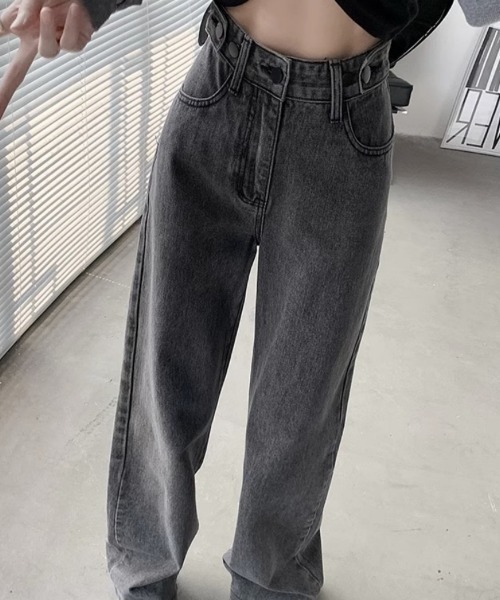 Beststore(ベストストア)の「デニムストレートパンツ ハイウエストジーンス 脚長ボトムス(デニムパンツ・レディース・ライトブルー/グレー/ブルー・S/M/L/XL)」の3枚目の写真