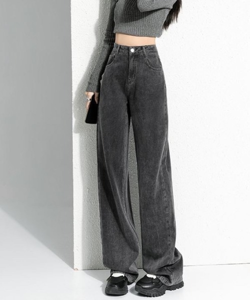 Beststore(ベストストア)の「デニムストレートパンツ ハイウエストジーンス 脚長ボトムス(デニムパンツ・レディース・ライトブルー/グレー/ブルー・S/M/L/XL)」の5枚目の写真