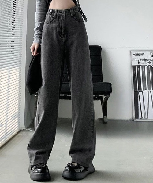 Beststore(ベストストア)の「デニムストレートパンツ ハイウエストジーンス 脚長ボトムス(デニムパンツ・レディース・ライトブルー/グレー/ブルー・S/M/L/XL)」の19枚目の写真