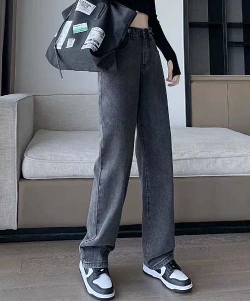 Beststore(ベストストア)の「デニムストレートパンツ ハイウエストジーンス 脚長ボトムス(デニムパンツ・レディース・ライトブルー/グレー/ブルー・S/M/L/XL)」の18枚目の写真