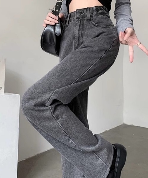 Beststore(ベストストア)の「デニムストレートパンツ ハイウエストジーンス 脚長ボトムス(デニムパンツ・レディース・ライトブルー/グレー/ブルー・S/M/L/XL)」の8枚目の写真